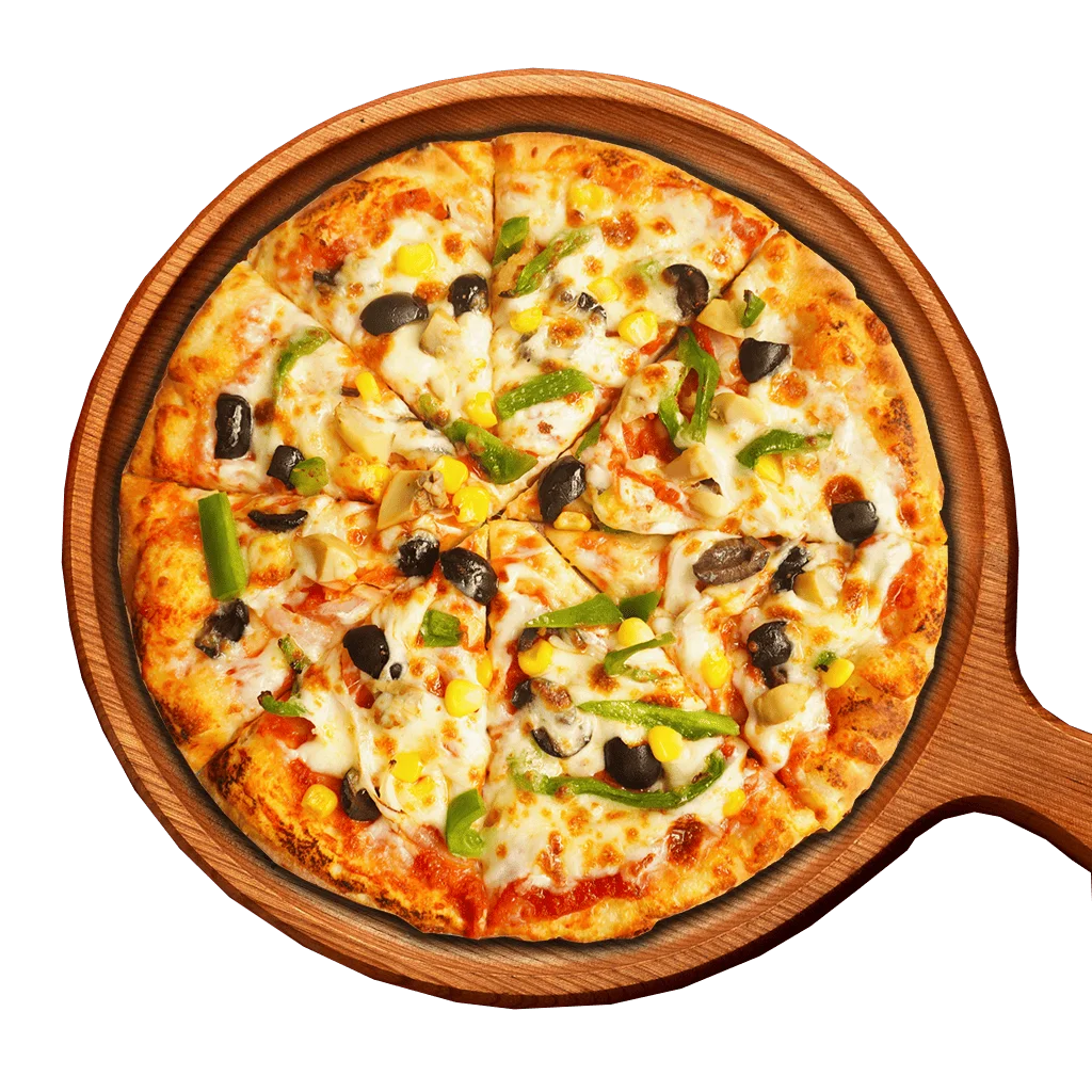 Romeo's Veggie Supreme Pizza with mushrooms and black olives - Vegetable pizza delivery Nigeria